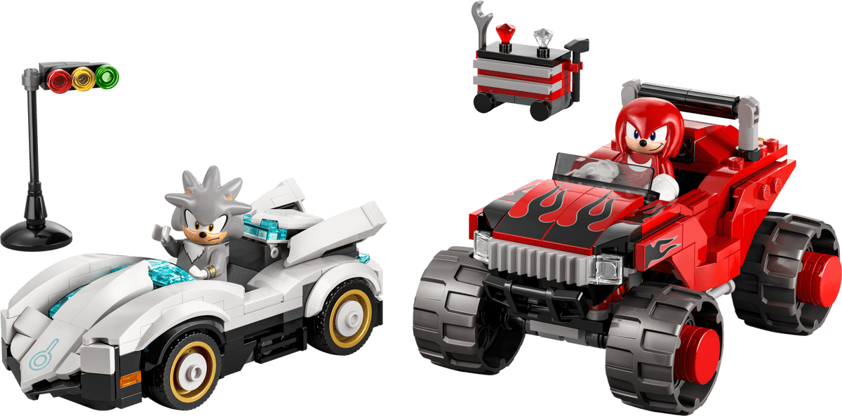 Silvers auto vs. Knuckles' monstertruck LEGO-set